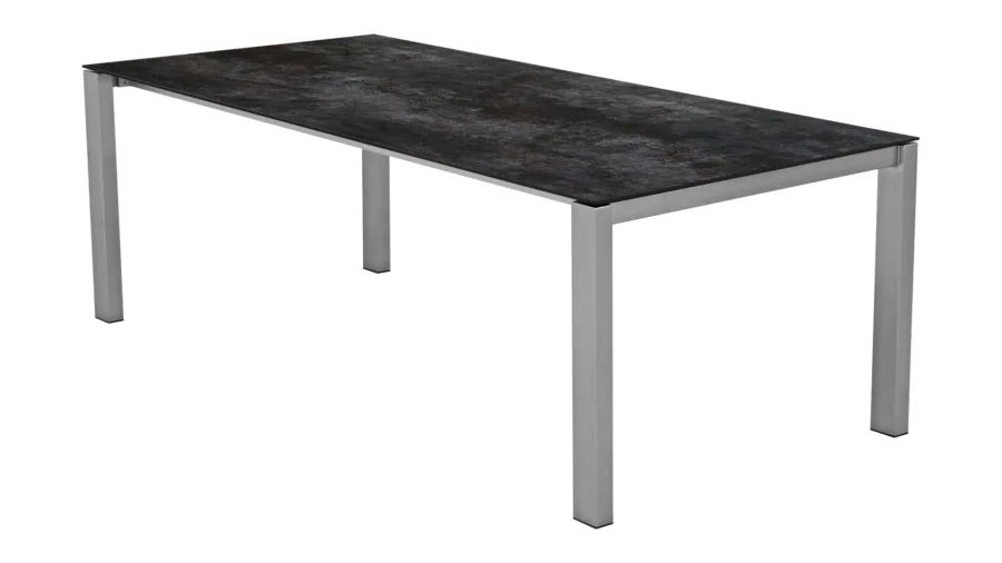 HERGISWIL Fix Tisch 220x100 cm Edelstahlgestell Beine 80x50cm