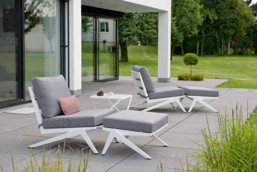 Lounge-Hocker Jackie Aluminium weiss - Ausstellmodell