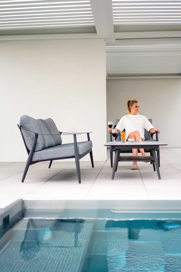 Lounge-Sofa 3-Sitzer Vanda Aluminium