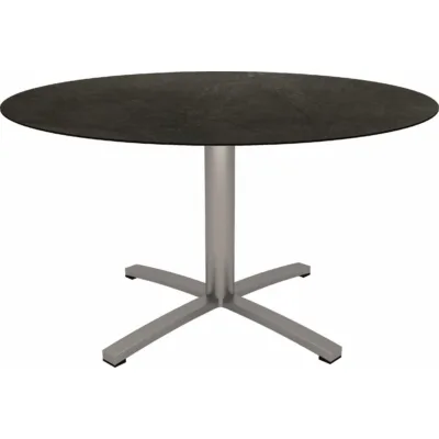 Tisch Ø 134 cm Edelstahl mit Tischplatte